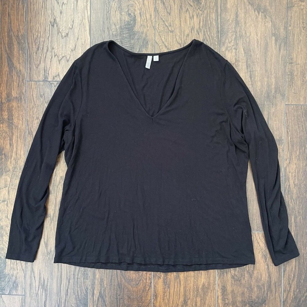 ASOS Women's Black Long Sleeve Top Blouse V-Neck Relaxed Tunic Casual Size US 20
